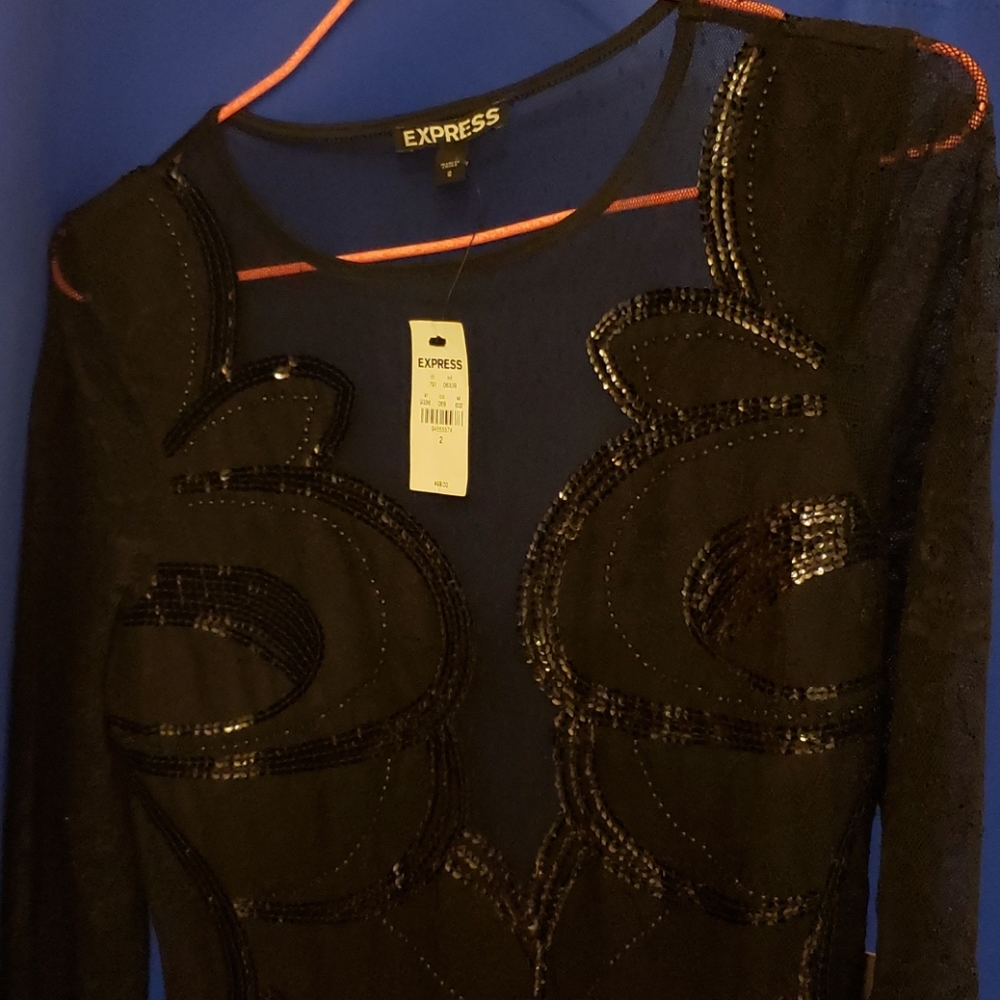 EXPRESS - Black Laced Sequin Dress (Embellished)